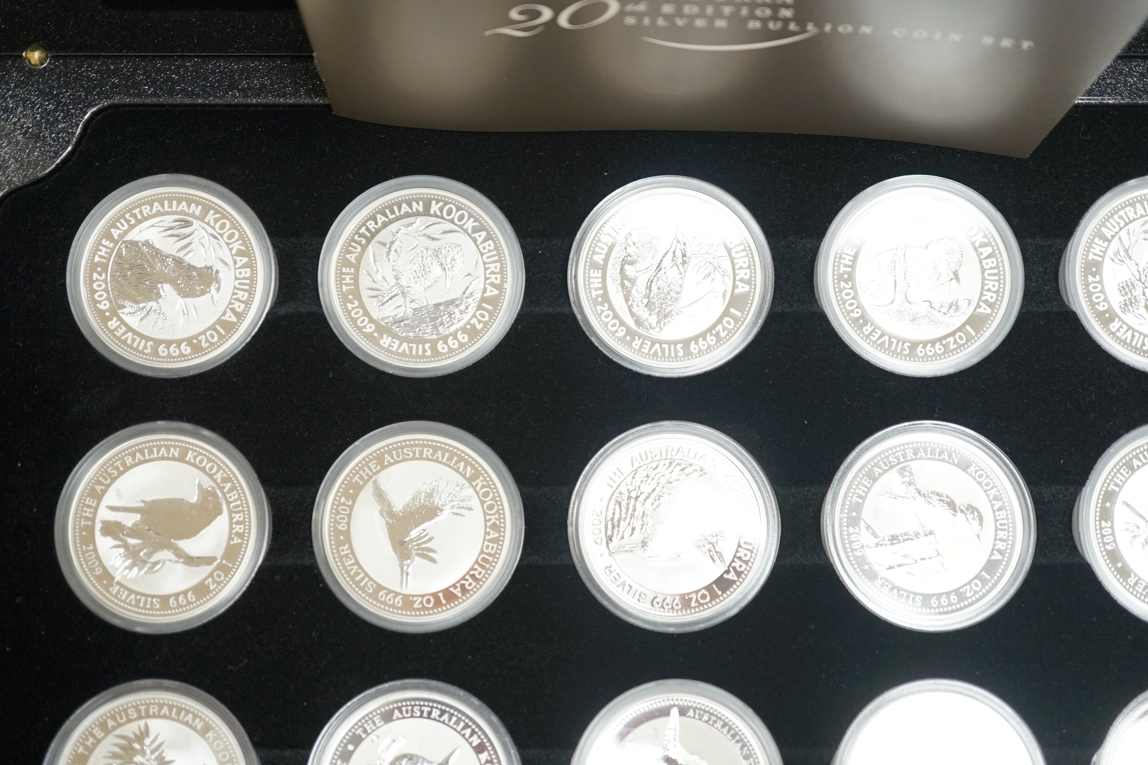 An Australian kookaburra 20th edition silver bullion 20 coin set